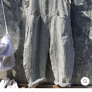 Women's striped wide leg overalls